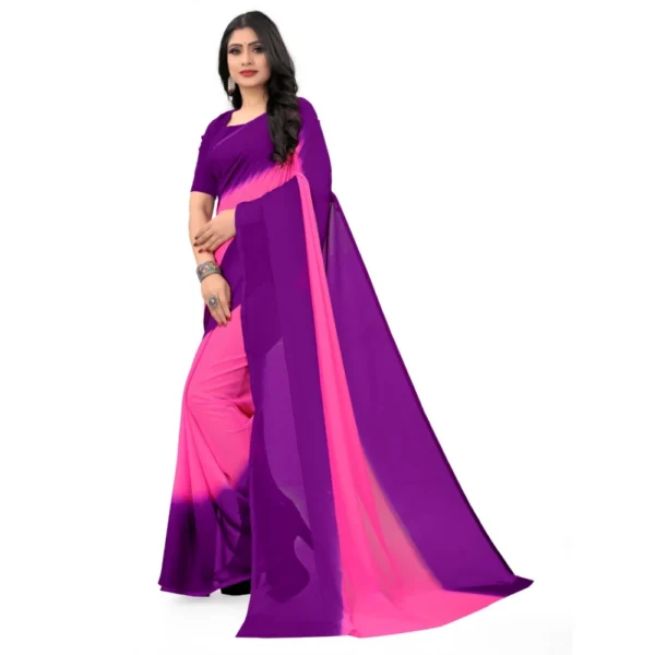 Women's Georgette Printed Saree With Unstitched Blouse (Pink, 5-6 Mtrs)