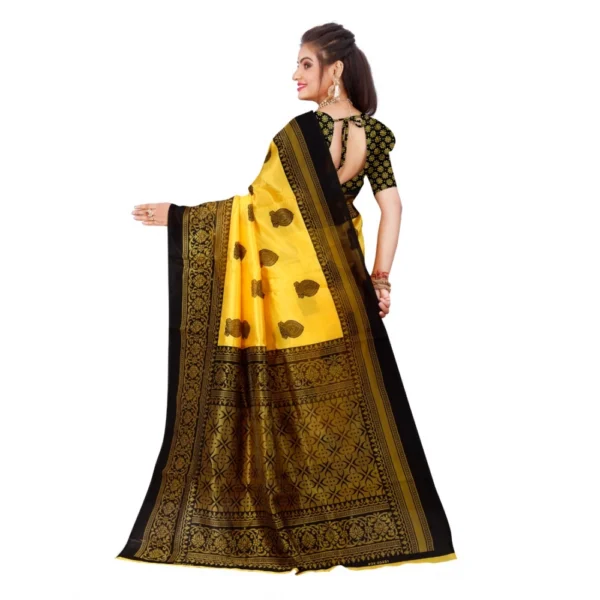 Women's Georgette Printed Saree With Unstitched Blouse (Yellow, 5-6 Mtrs)