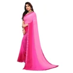 Women's Georgette Printed Saree With Unstitched Blouse (Pink, 5-6 Mtrs)