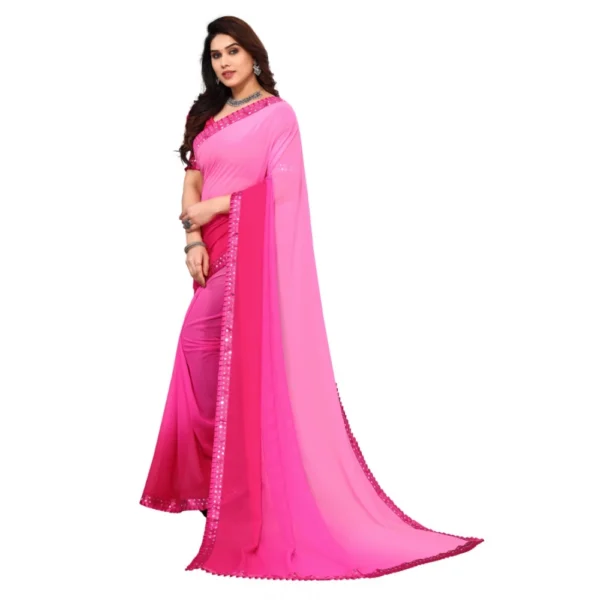 Women's Georgette Printed Saree With Unstitched Blouse (Pink, 5-6 Mtrs)