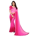 Women's Georgette Printed Saree With Unstitched Blouse (Pink, 5-6 Mtrs)