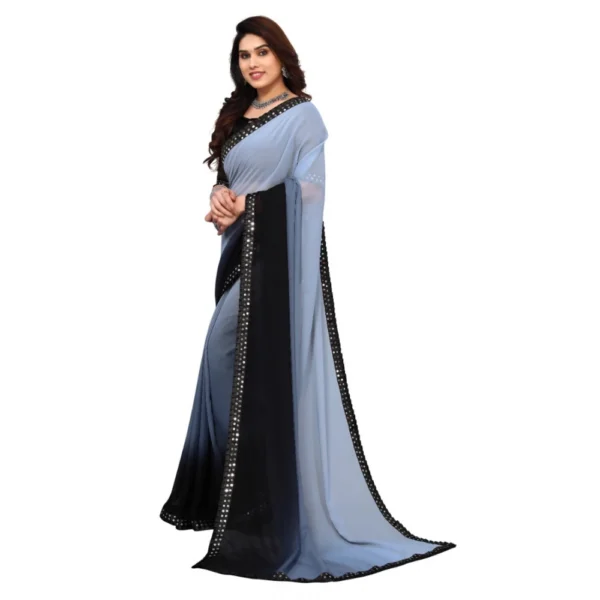 Women's Georgette Printed Saree With Unstitched Blouse (Grey, 5-6 Mtrs)