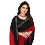 Women's Georgette Printed Saree With Unstitched Blouse (Red, 5-6 Mtrs)
