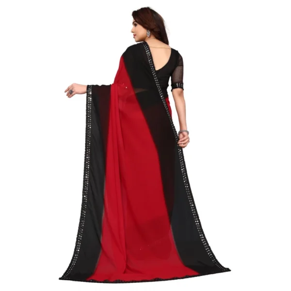 Women's Georgette Printed Saree With Unstitched Blouse (Red, 5-6 Mtrs)