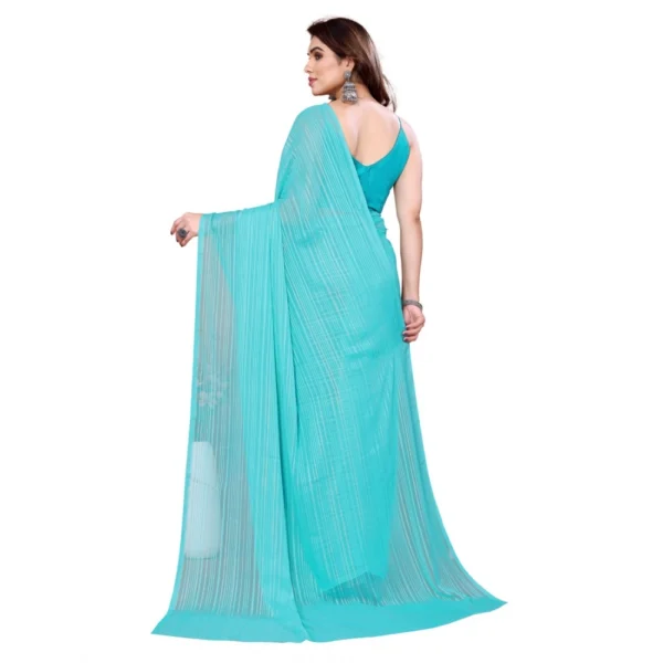 Women's Georgette Printed Saree WithOut Blouse (Turquoise Green, 5-6 Mtrs)