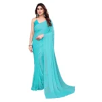 Women's Georgette Printed Saree WithOut Blouse (Turquoise Green, 5-6 Mtrs)