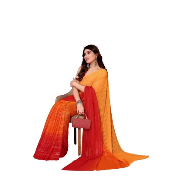 Women's Georgette Printed Saree WithOut Blouse (Orange, 5-6 Mtrs)