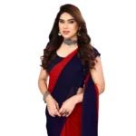 Women's Georgette Printed Saree With Unstitched Blouse (Red, 5-6 Mtrs)