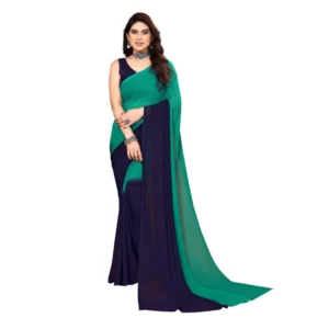 Women's Georgette Printed Saree With Unstitched Blouse (Green, 5-6 Mtrs)