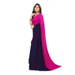 Women's Georgette Printed Saree With Unstitched Blouse (Purple, 5-6 Mtrs)
