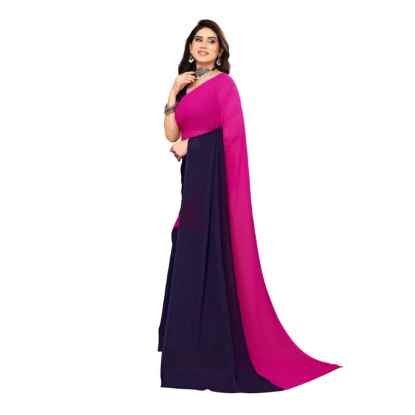 Women's Georgette Printed Saree With Unstitched Blouse (Purple, 5-6 Mtrs)