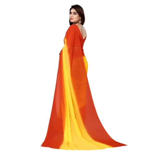Women's Georgette Printed Saree With Unstitched Blouse (Yellow, 5-6 Mtrs)