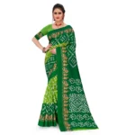 Women's Georgette Printed Saree With Unstitched Blouse (Green, 5-6 Mtrs)