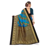 Women's Georgette Printed Saree With Unstitched Blouse (Blue, 5-6 Mtrs)