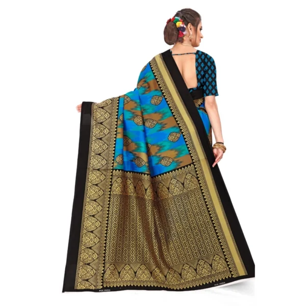 Women's Georgette Printed Saree With Unstitched Blouse (Blue, 5-6 Mtrs)