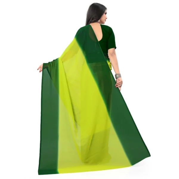 Women's Georgette Printed Saree With Unstitched Blouse (Green, 5-6 Mtrs)