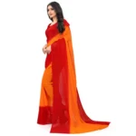 Women's Georgette Printed Saree With Unstitched Blouse (Orange, 5-6 Mtrs)