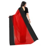 Women's Georgette Printed Saree With Unstitched Blouse (Red, 5-6 Mtrs)