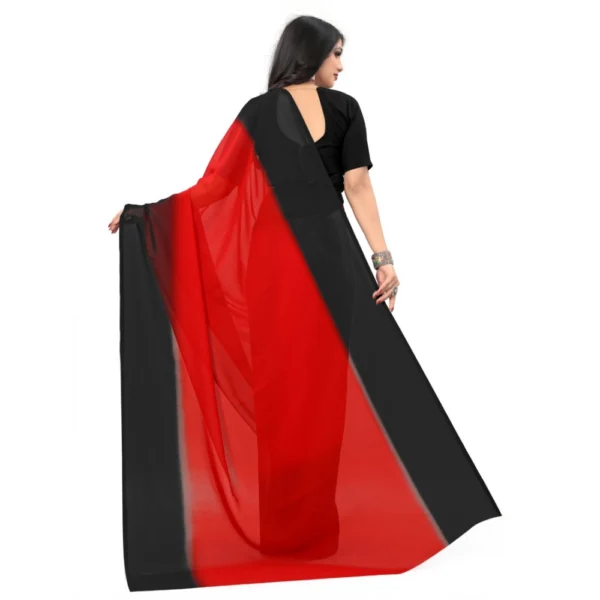 Women's Georgette Printed Saree With Unstitched Blouse (Red, 5-6 Mtrs)