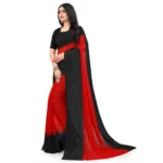 Women's Georgette Printed Saree With Unstitched Blouse (Red, 5-6 Mtrs)