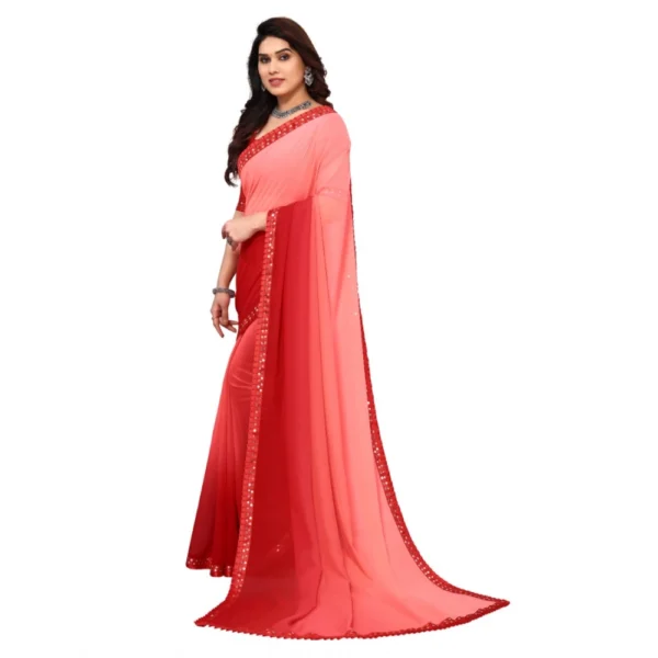 Women's Georgette Printed Saree With Unstitched Blouse (Red, 5-6 Mtrs)