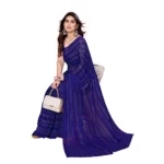 Women's Georgette Printed Saree WithOut Blouse (Purple, 5-6 Mtrs)