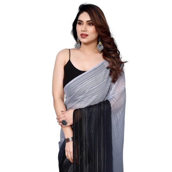 Women's Georgette Printed Saree WithOut Blouse (Grey, 5-6 Mtrs)