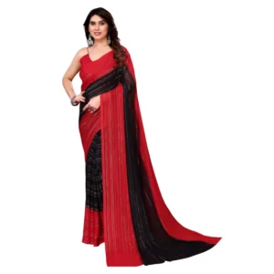 Women's Georgette Printed Saree WithOut Blouse (Black, 5-6 Mtrs)