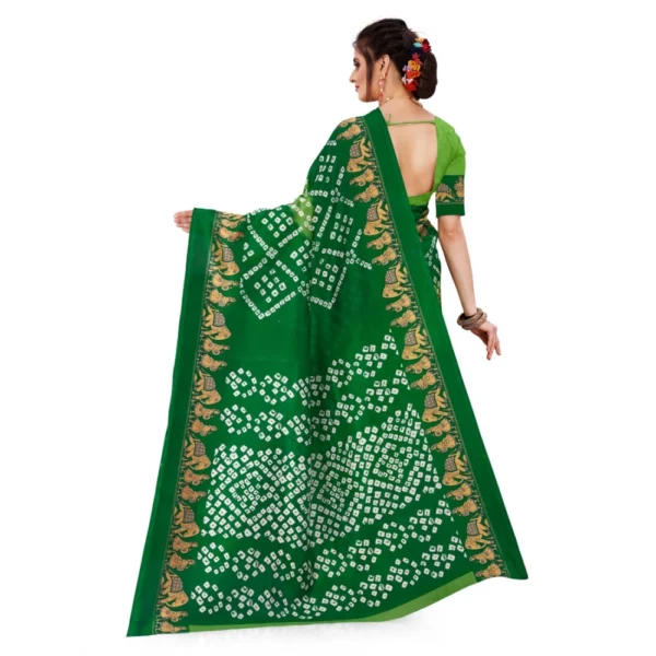 Women's Georgette Printed Saree With Unstitched Blouse (Green, 5-6 Mtrs)