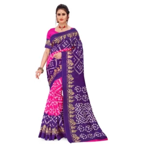 Women's Georgette Printed Saree With Unstitched Blouse (Pink, 5-6 Mtrs)