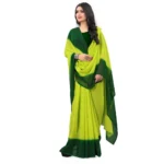 Women's Georgette Printed Saree With Unstitched Blouse (Green, 5-6 Mtrs)