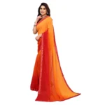 Women's Georgette Printed Saree With Unstitched Blouse (Orange, 5-6 Mtrs)