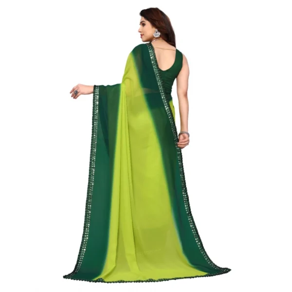 Women's Georgette Printed Saree With Unstitched Blouse (Green, 5-6 Mtrs)