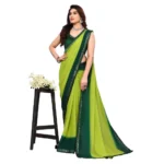 Women's Georgette Printed Saree With Unstitched Blouse (Green, 5-6 Mtrs)