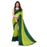 Women's Georgette Printed Saree With Unstitched Blouse (Green, 5-6 Mtrs)