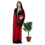 Women's Georgette Printed Saree With Unstitched Blouse (Red, 5-6 Mtrs)