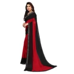 Women's Georgette Printed Saree With Unstitched Blouse (Red, 5-6 Mtrs)
