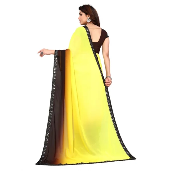 Women's Georgette Printed Saree With Unstitched Blouse (Yellow, 5-6 Mtrs)