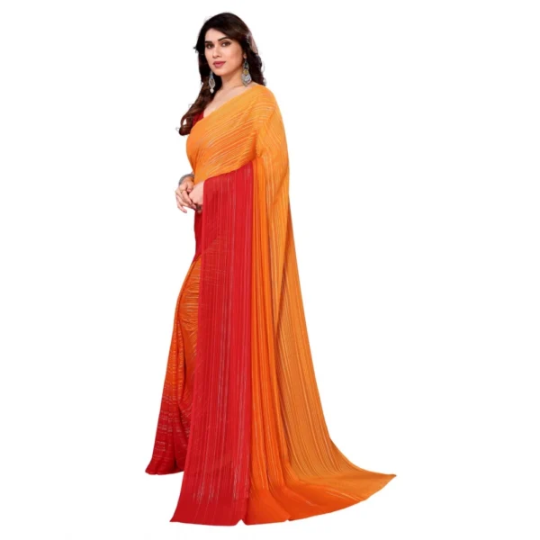 Women's Georgette Printed Saree WithOut Blouse (Orange, 5-6 Mtrs)