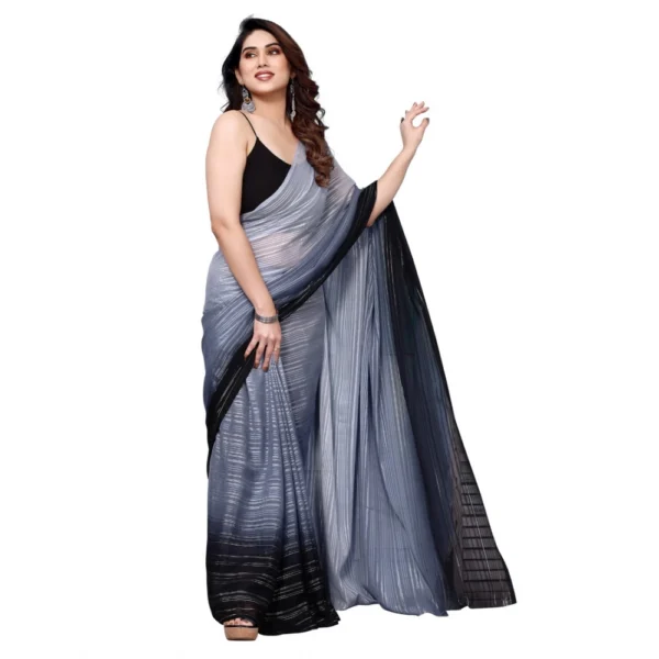 Women's Georgette Printed Saree WithOut Blouse (Grey, 5-6 Mtrs)