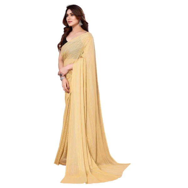 Women's Georgette Printed Saree WithOut Blouse (Beige, 5-6 Mtrs)