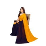 Women's Georgette Printed Saree With Unstitched Blouse (Yellow, 5-6 Mtrs)