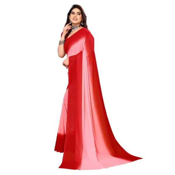 Women's Georgette Printed Saree With Unstitched Blouse (Red, 5-6 Mtrs)
