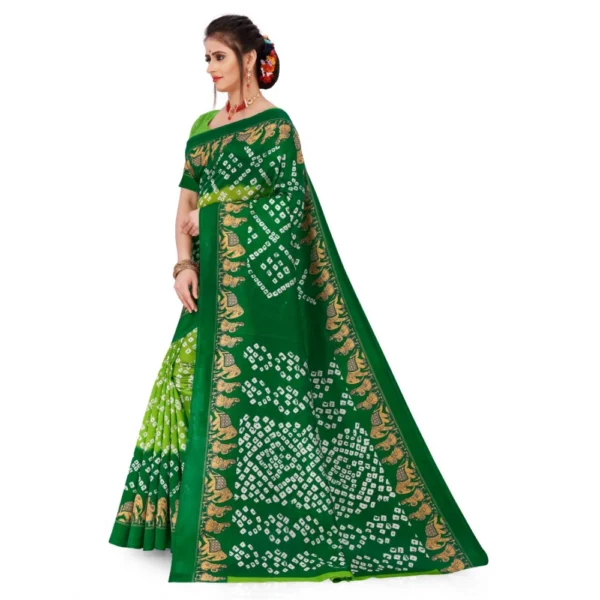Women's Georgette Printed Saree With Unstitched Blouse (Green, 5-6 Mtrs)