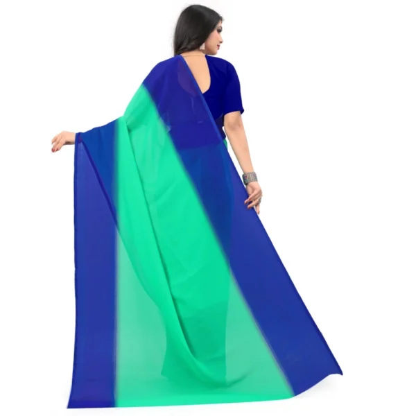 Women's Georgette Printed Saree With Unstitched Blouse (Turquoise Green, 5-6 Mtrs)