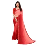 Women's Georgette Printed Saree With Unstitched Blouse (Red, 5-6 Mtrs)