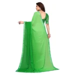 Women's Georgette Printed Saree With Unstitched Blouse (Green, 5-6 Mtrs)