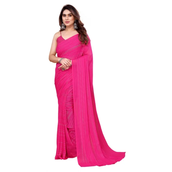 Women's Georgette Printed Saree WithOut Blouse (Pink, 5-6 Mtrs)
