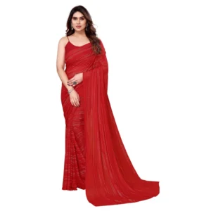 Women's Georgette Printed Saree WithOut Blouse (Red, 5-6 Mtrs)