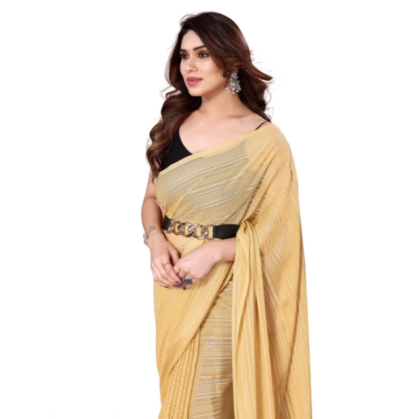 Women's Georgette Printed Saree WithOut Blouse (Beige, 5-6 Mtrs)